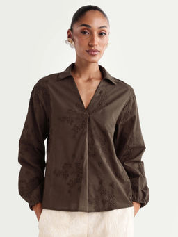 RAREISM - Solid Dark Brown Women Top
