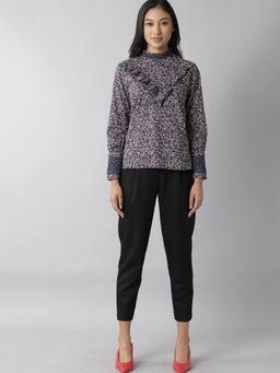 RAREISM - Floral Navy Blue Women Top