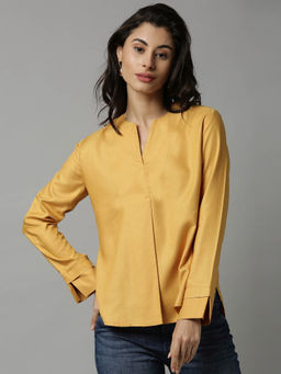 RAREISM - Solid Mustard Yellow Women Top