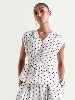 RAREISM - Polka Dot Off-White Women Top