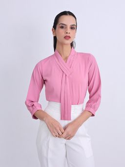 Jaey - Women Pink Summer Pleat Tie Top