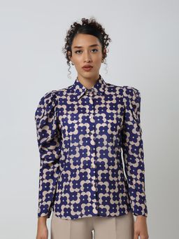 Jaey - Women Purple Leg O Mutton Sleeves Shirt