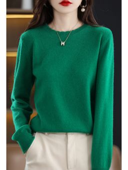 Outzidr - Dark Green Full Sleeve Crew Neck Regular Sweater