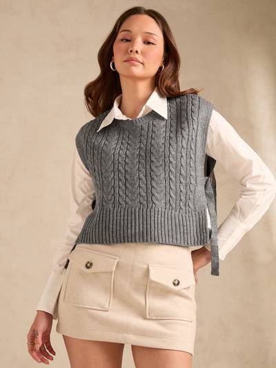 Grey Chunky Cable Knit Sweater
