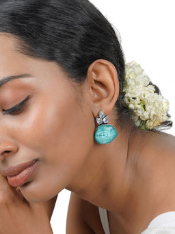 Teejh - Harika Blue Silver Oxidised Earring