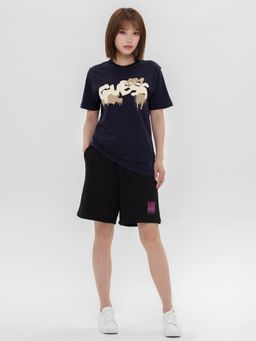 Guess - Women Navy Blue Round Neck Short Sleeves T-Shirt