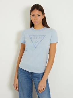 Guess - Women Blue Round Neck Short Sleeves T-Shirt