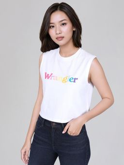 Wrangler - Women Logo White Crew Neck Loose Fit T-Shirt