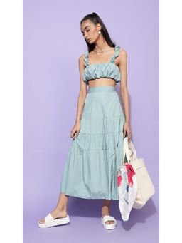 Virgio - Pastel Blue Ruched Skirt Co Ord (Set of 2) (M)