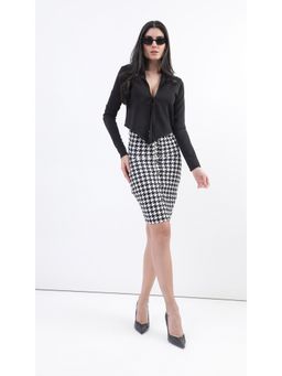 Virgio - Black Houndstooth Bodycon Mini Dress with Shrug (Set of 2)