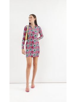 Virgio - Multi Colour Full Sleeve Bodycon Mini Dress