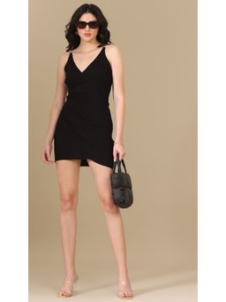 Virgio - Black Tulip Hem Bodycon Mini Dress