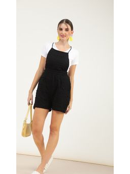 Virgio - Styled Back Black Dungaree