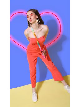 Virgio - Neon Orange Bustier Jumpsuit