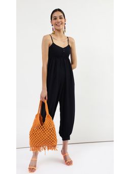 Virgio - Black Solid Bustier Jumpsuit