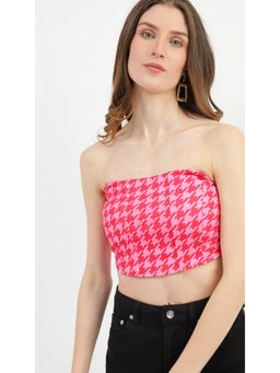Virgio - Pink Houndstooth Crop Top