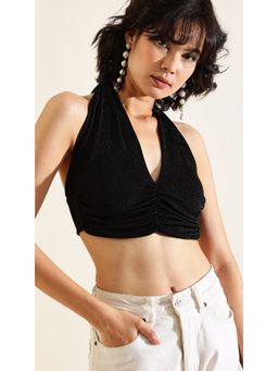 Virgio - Black Halter Neck Crop Top (M)