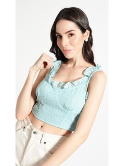 Virgio - Blue Strappy Ruffle Crop Top
