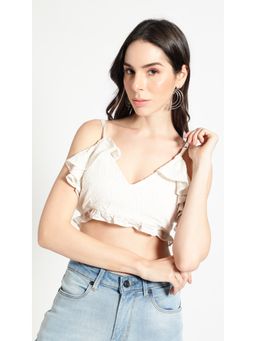 Virgio - White Ruffle Strappy Crop Top