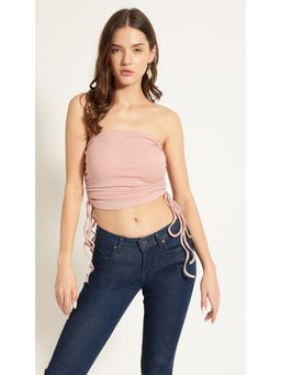 Virgio - Light Pink Ruched Crop Top