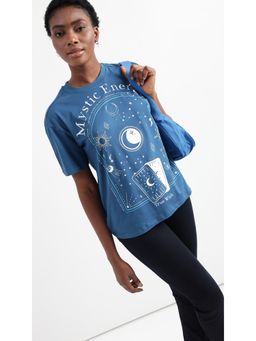 Virgio - Blue Graphic Boxy T Shirt