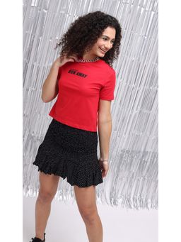 Virgio - Run Away Red Graphic Crop T Shirt