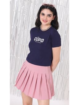 Virgio - Cupid Navy Blue Graphic Crop T Shirt