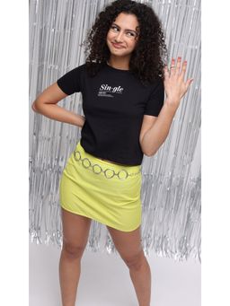 Virgio - Black Slogan Graphic Crop T Shirt