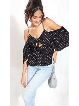 Virgio - Black Bow Style Cut Out Bustier Top