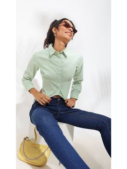 Virgio - Pastel Blue Corset Shirt