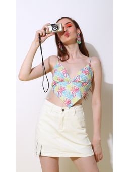 Virgio - Multi Colour Bustier Floral Scarf Top