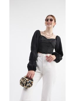 Virgio - Black Puff Sleeve Corset Top