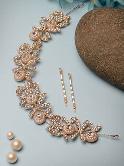 PANASH - Gold-Plated CZ Stone Embellished Handcrafted Tiara
