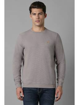 Louis Philippe - Men Casual Grey Textured Sweatshirt