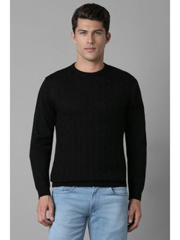 Louis Philippe - Men Black Crew Neck Full Sleeves Sweater