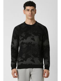 Van Heusen - Men Black Print Crew Neck Sweatshirt