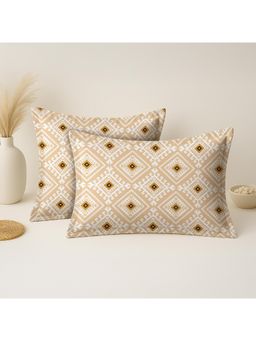 Mayfair Homes London - 100% Cotton 2 Pillow covers Geometric Beige