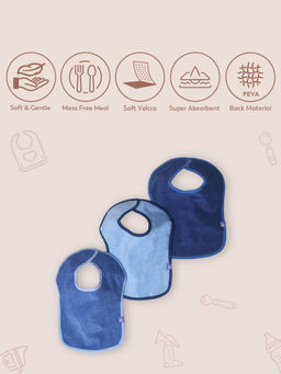 Mi Arcus - Cotton Water Resistant Solid Feeding Bib with Velcro Closure 6-18M (Pk of 3)
