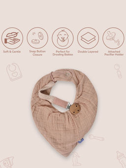 Mi Arcus - Cotton Muslin Dual Layer Drool Bib Snap Button Closure with Pacifier Holder