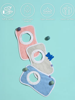 Mi Arcus - 100% Cotton Solid Feeding Pullover Bib 0-3 M (Pack of 3) - Pastel Multi