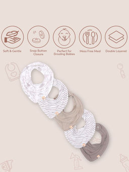 Mi Arcus - Cotton Striper Solid & Printed Drool Bib For (0-3 Months) (Pack Of 5)
