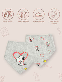 Mi Arcus - MiArcus 100% Cotton Peanuts Snoopy Print Bib with Snap Button Closure 0-3 M Pk Of 2
