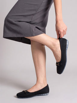 Dollphin - Women Black Comfort Ballerina Dfg-1010