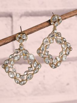 Lilly & Sparkle - White Gold-Plated Geometric Drop Earrings