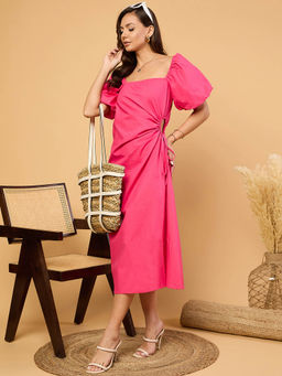 Uptownie - Cotton Poplin Side Cut-Out Midi Dress