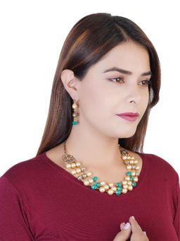 Estele - Gold Plated Fascinating Multi-String Necklace Set with Pearls for Women