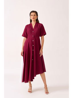 VANTEN - Ruby Purple Solid Dress