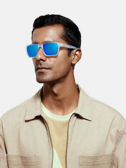 Opium Eyewear - Men White Frame Wayfarer Matt Sunglasses (57)