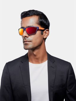 Opium Eyewear - Men Blue Frame Aviator Matt Sunglasses (67)