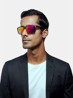 Opium Eyewear - Men Black Frame Aviator Matt Sunglasses (58)